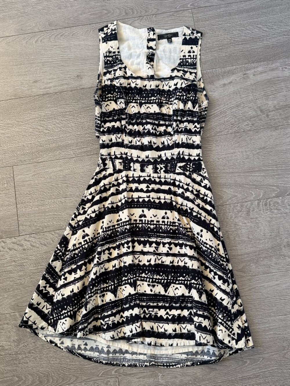 Jessica Simpson Girls Black & White Tribal Print Sleeveless High-Low Dress